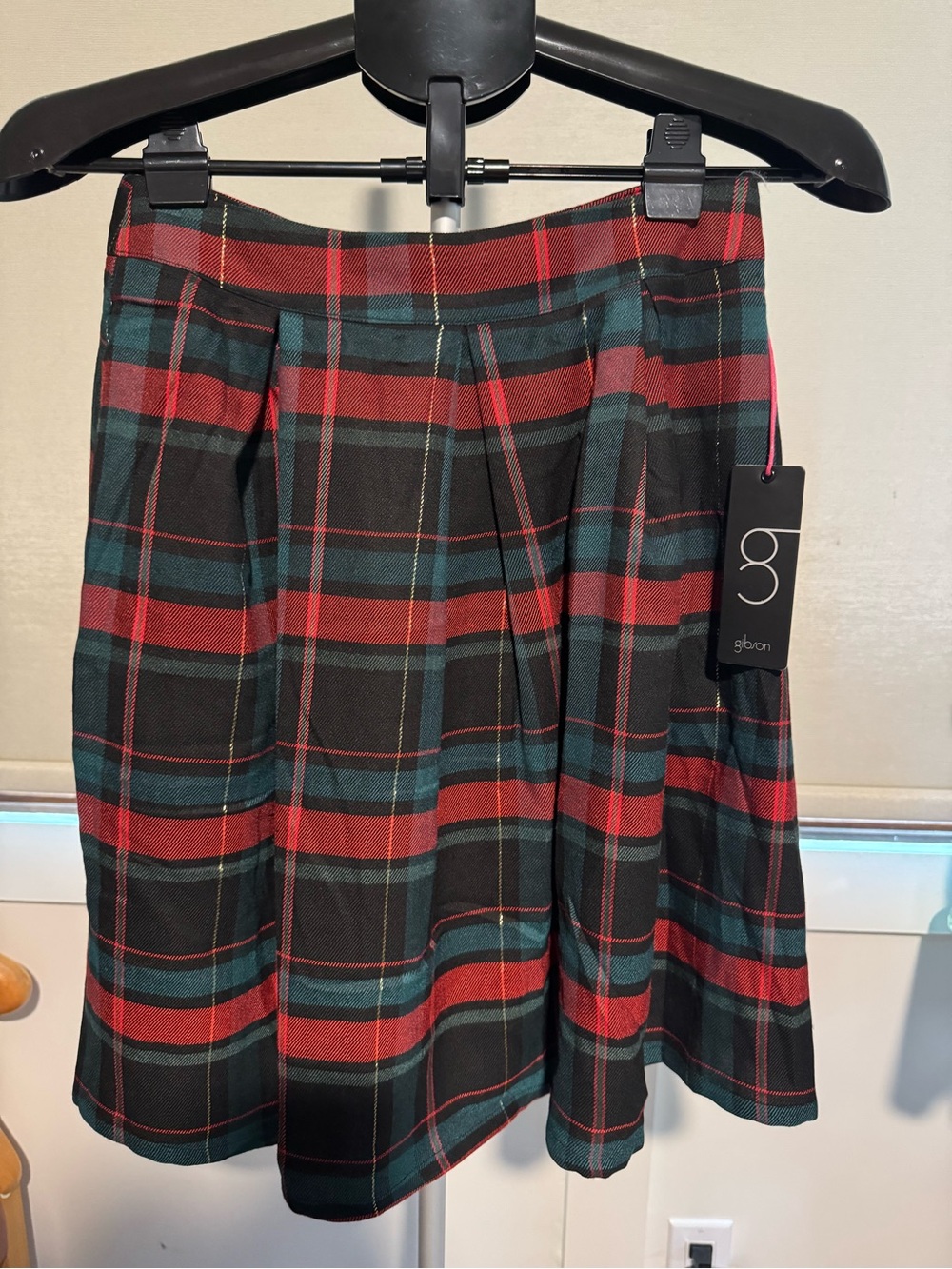 Gibson Red and Green Plaid Skater Skirt